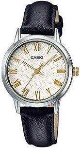 Casio, Unisex Watch Analog, White Dial Black Leather Band, LTP-TW100L-7A1V
